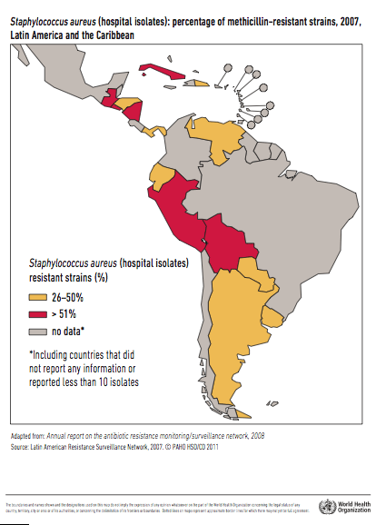 MRS of Staph aureus in Latin America